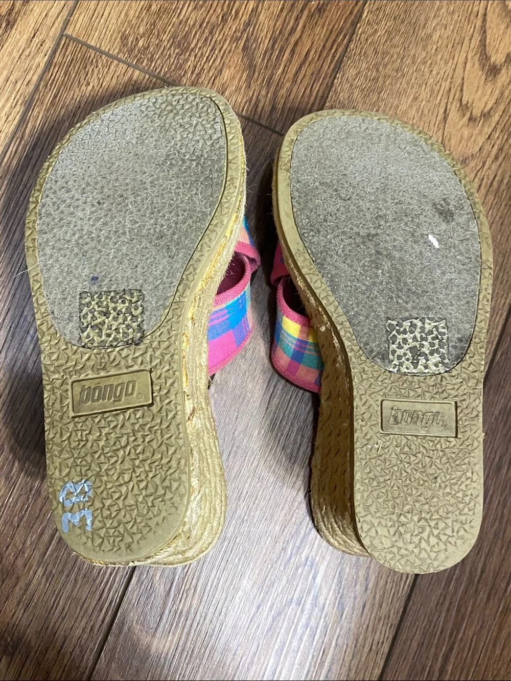 Vintage 90s Y2K Bongo Plaid Wedge Sandals Platform Espadrille